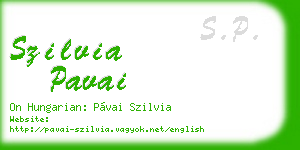 szilvia pavai business card